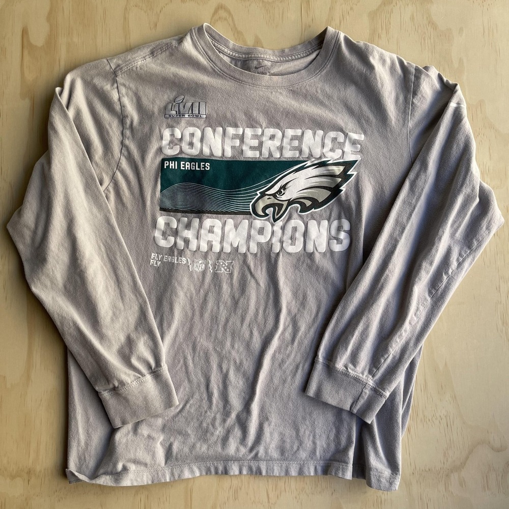 Philadelphia Eagles Shirt Mens Large Gray NFL Football Nike Conference Champions
